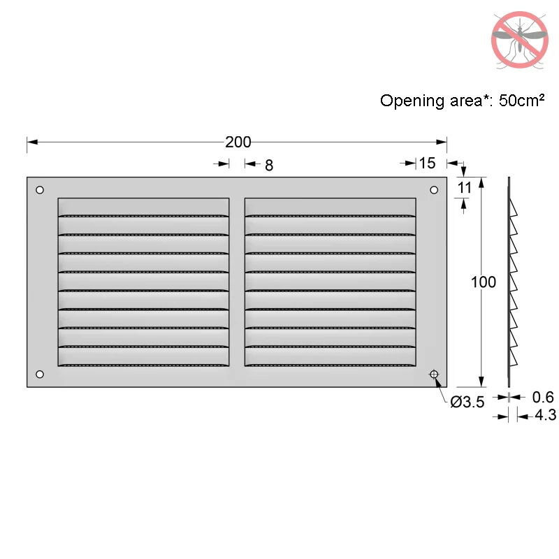 ΠΕΡΣΙΔΑ ΕΞΑΕΡΙΣΜΟΥ ME ΣΙΤΑ 10x20cm / ΛΕΥΚΟ